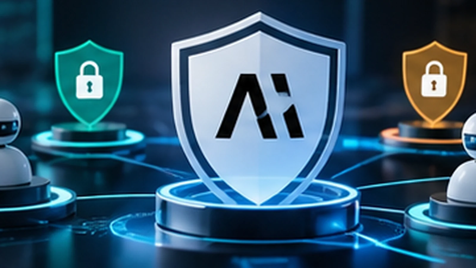 An AI access-control shield connecting workplace identities and permissioned data.